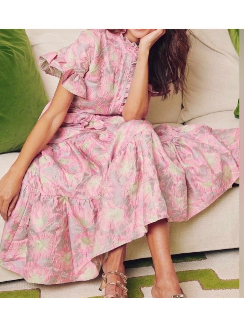 Abbey Glass Floral Print Sadie midi dress size Medium